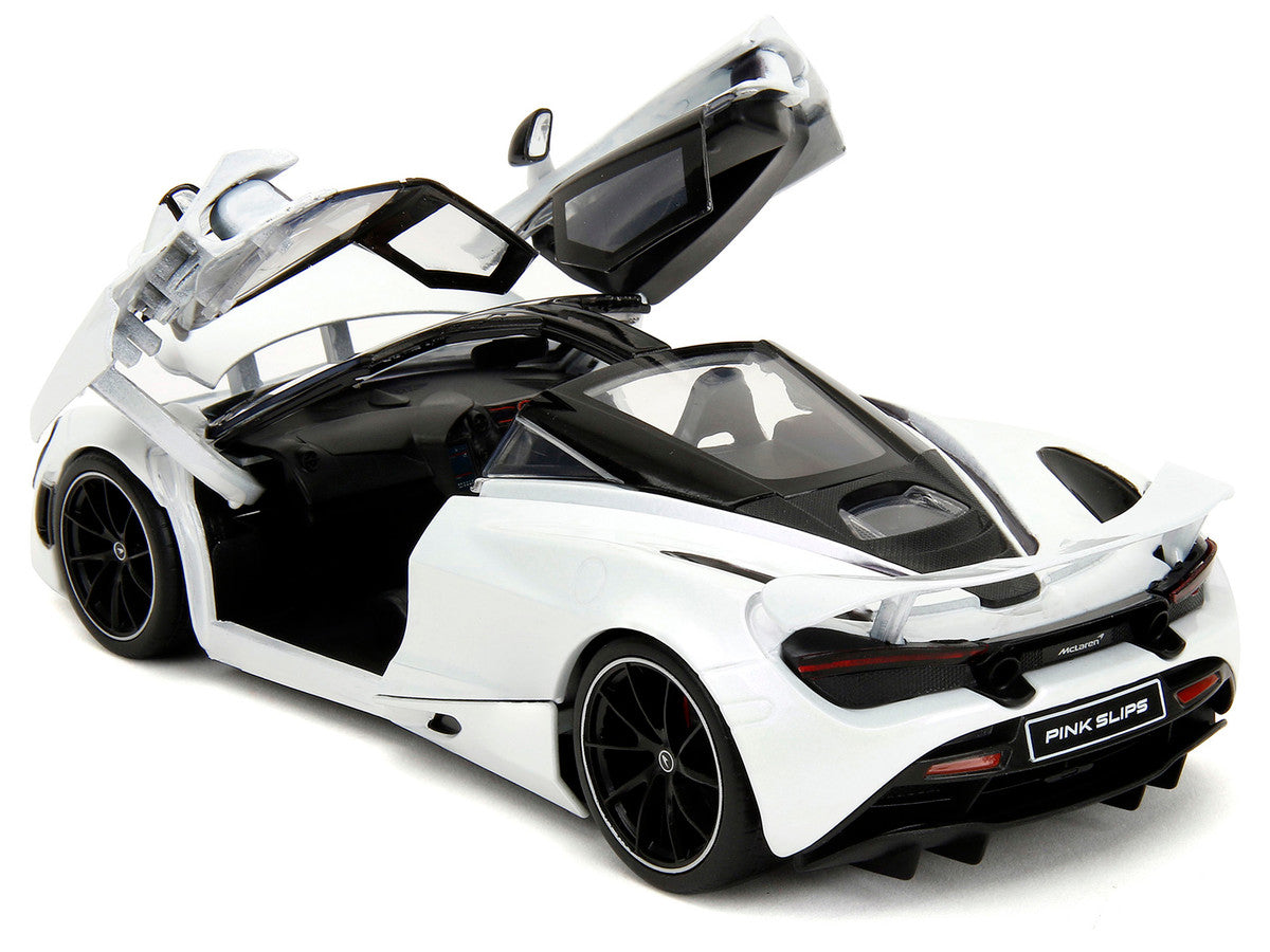McLaren 720S White Metallic with Black Top "Pink Slips" Series 1/24 Diecast Model Car by Jada-3