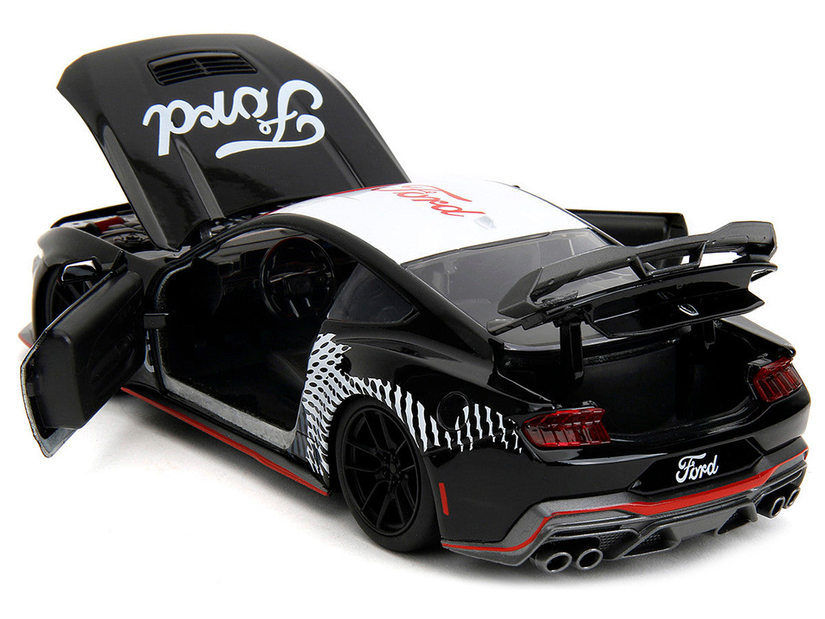 2024 Ford Mustang Dark Horse Black with White Top and "Mustang Horse Graphics" "Bigtime Muscle" Series 1/24 Diecast Model Car by Jada-3