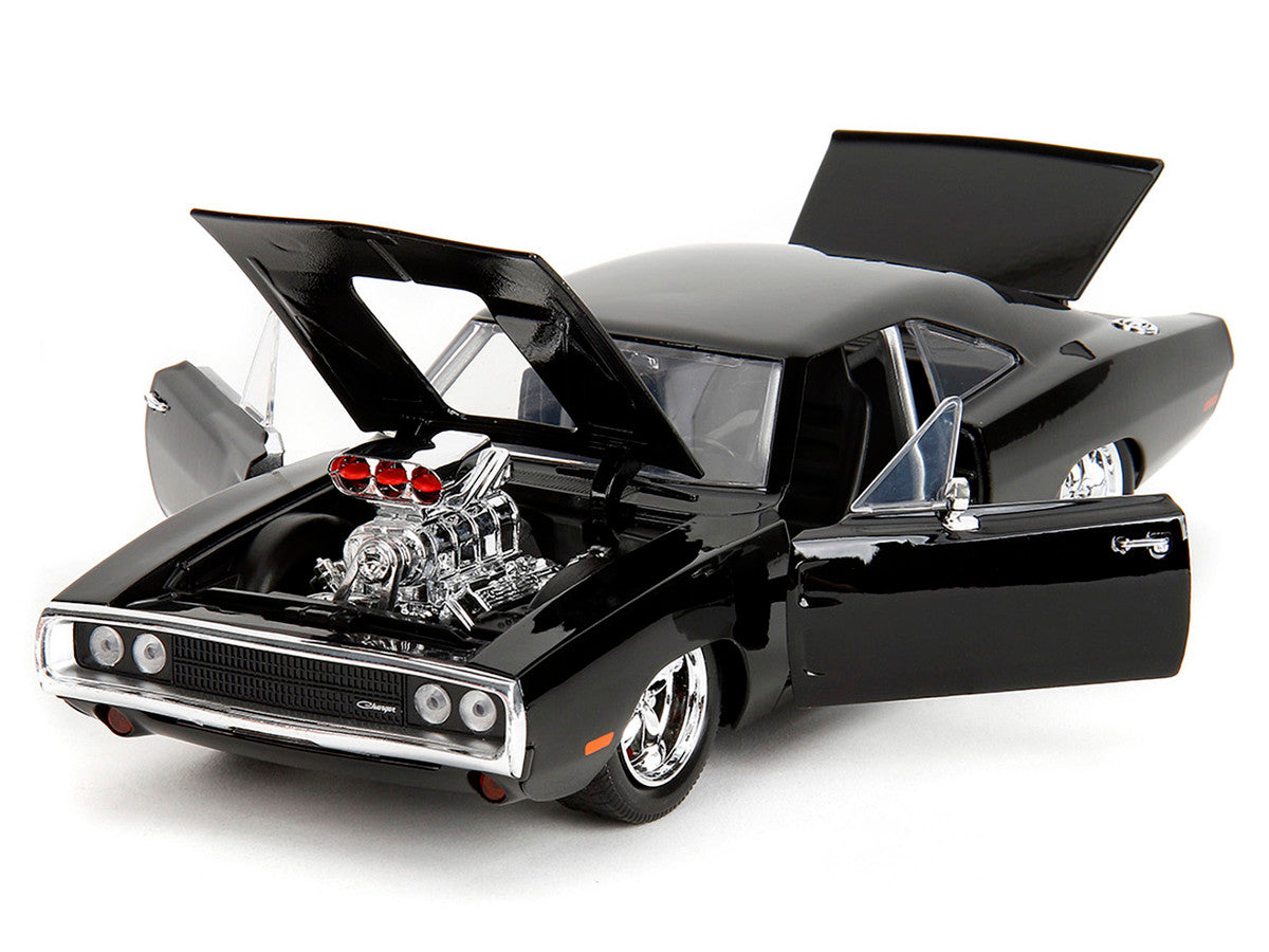 1970 Dodge Charger Black with Race Interior "Fast & Furious" Movie 1/24 Diecast Model Car by Jada-1