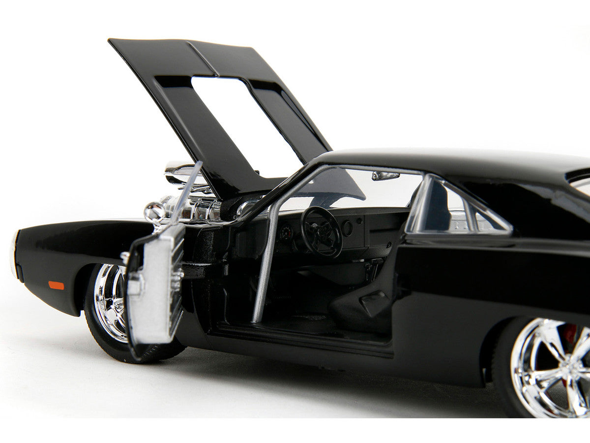 1970 Dodge Charger Black with Race Interior "Fast & Furious" Movie 1/24 Diecast Model Car by Jada-2