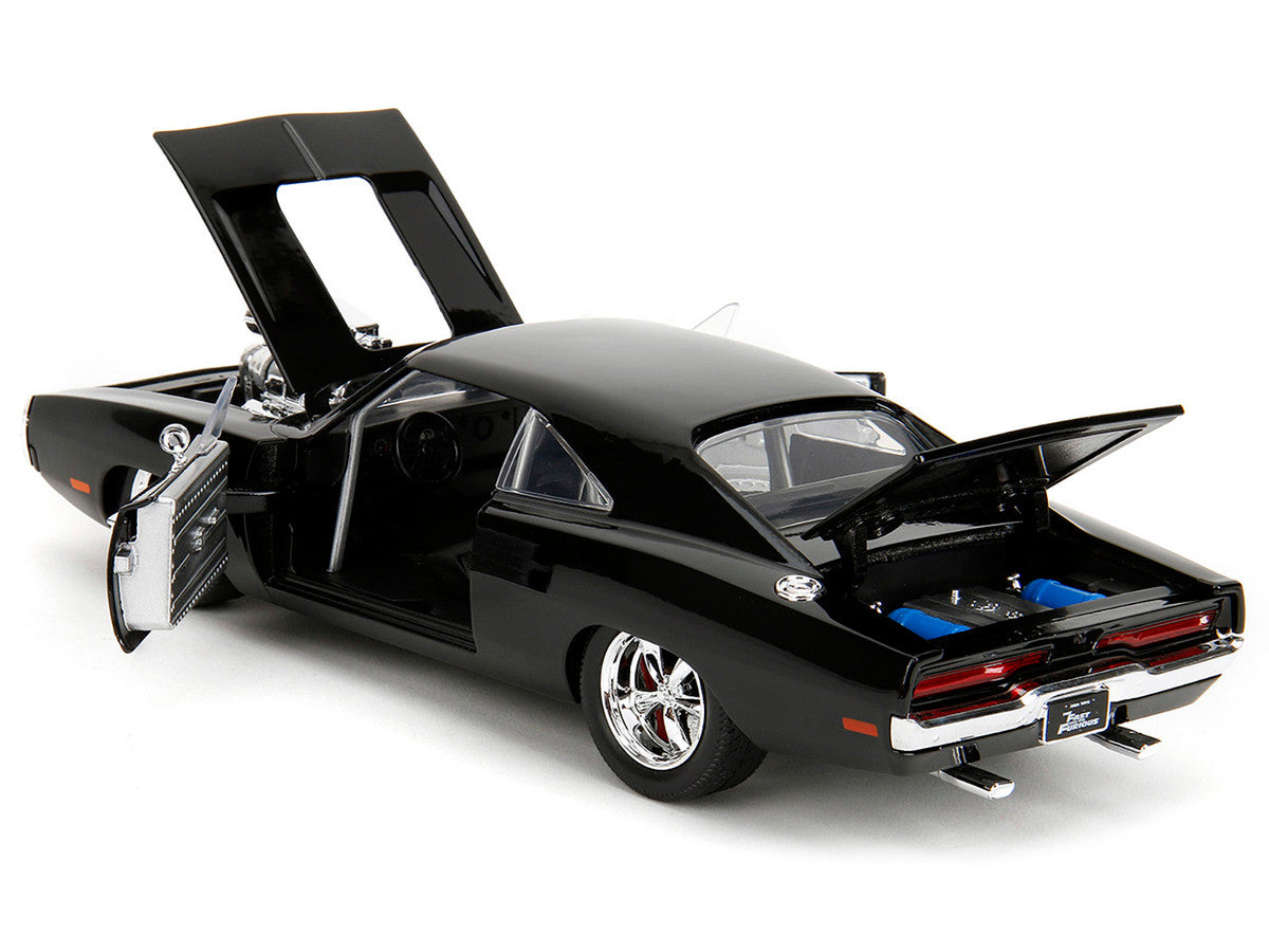 1970 Dodge Charger Black with Race Interior "Fast & Furious" Movie 1/24 Diecast Model Car by Jada-4