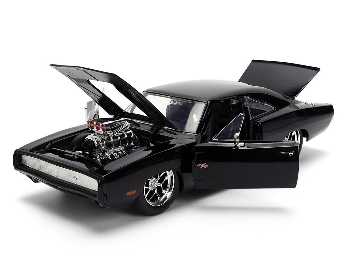 1970 Dodge Charger R/T Black "Furious 7" (2015) Movie "Fast & Furious" Series 1/24 Diecast Model Car by Jada-1