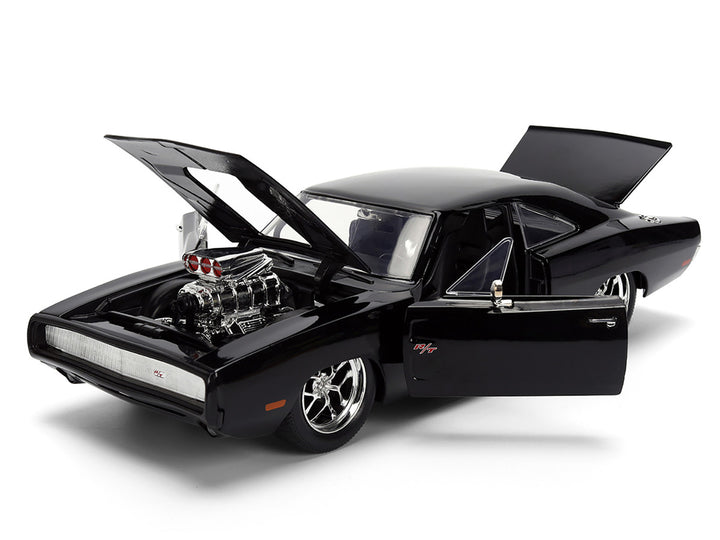 1970 Dodge Charger R/T Black "Furious 7" (2015) Movie "Fast & Furious" Series 1/24 Diecast Model Car by Jada-1