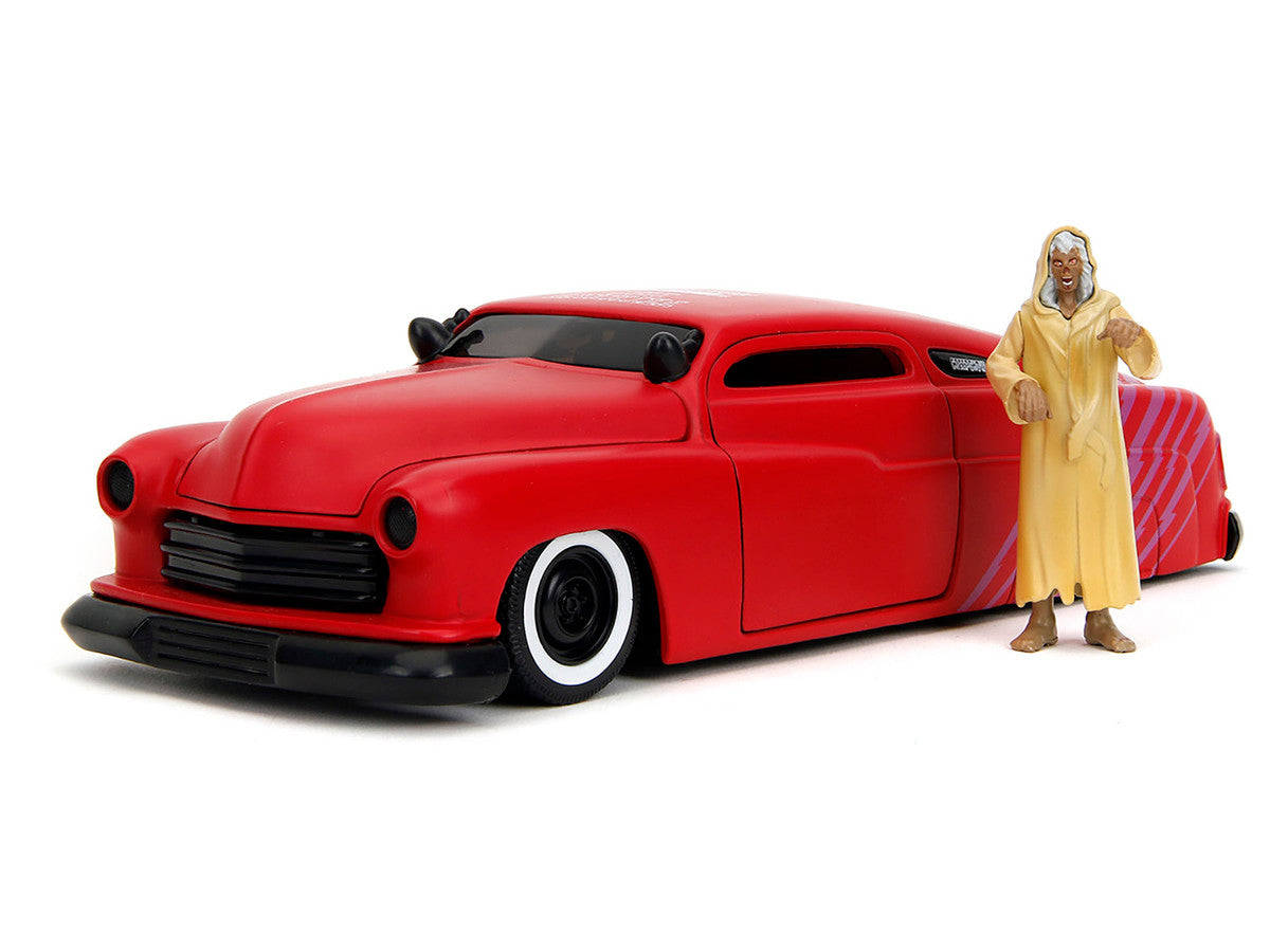 1951 Mercury Matt Red with Purple Stripes and Creep Diecast Figure "Creepshow" (1982) Movie "Hollywood Rides" Series 1/24 Diecast Model Car by Jada-1