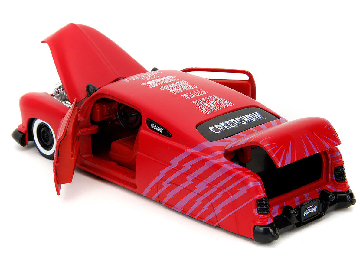1951 Mercury Matt Red with Purple Stripes and Creep Diecast Figure "Creepshow" (1982) Movie "Hollywood Rides" Series 1/24 Diecast Model Car by Jada-4