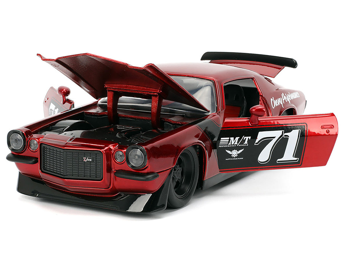 1971 Chevrolet Camaro #71 Red Metallic with Black Stripes "Bigtime Muscle" Series 1/24 Diecast Model Car by Jada-3