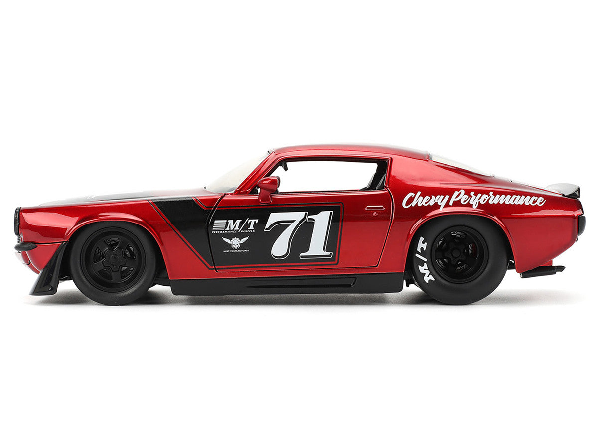 1971 Chevrolet Camaro #71 Red Metallic with Black Stripes "Bigtime Muscle" Series 1/24 Diecast Model Car by Jada-0