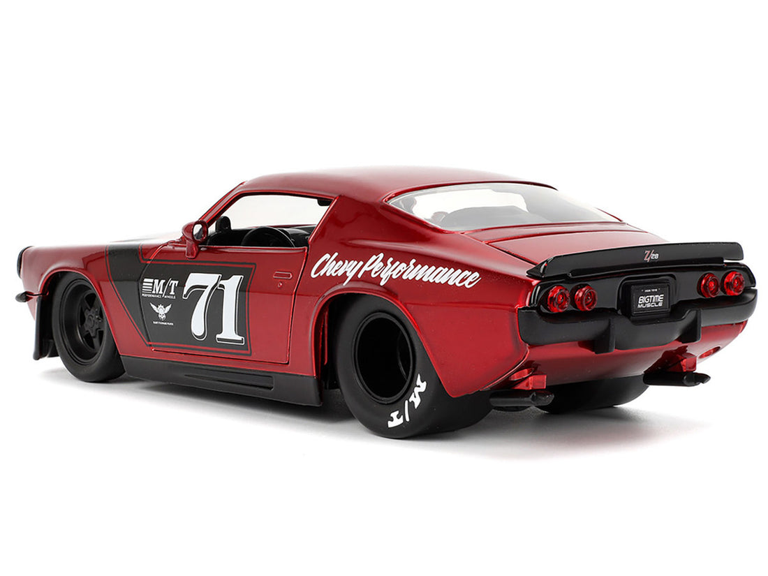 1971 Chevrolet Camaro #71 Red Metallic with Black Stripes "Bigtime Muscle" Series 1/24 Diecast Model Car by Jada-1