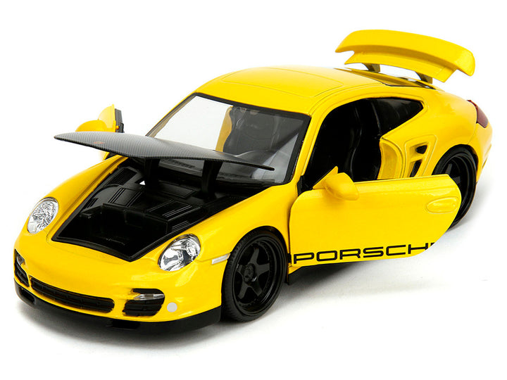 Porsche 911 Turbo (997) Yellow with Carbon Hood "Hyper-Spec" Series 1/24 Diecast Model Car by Jada-1