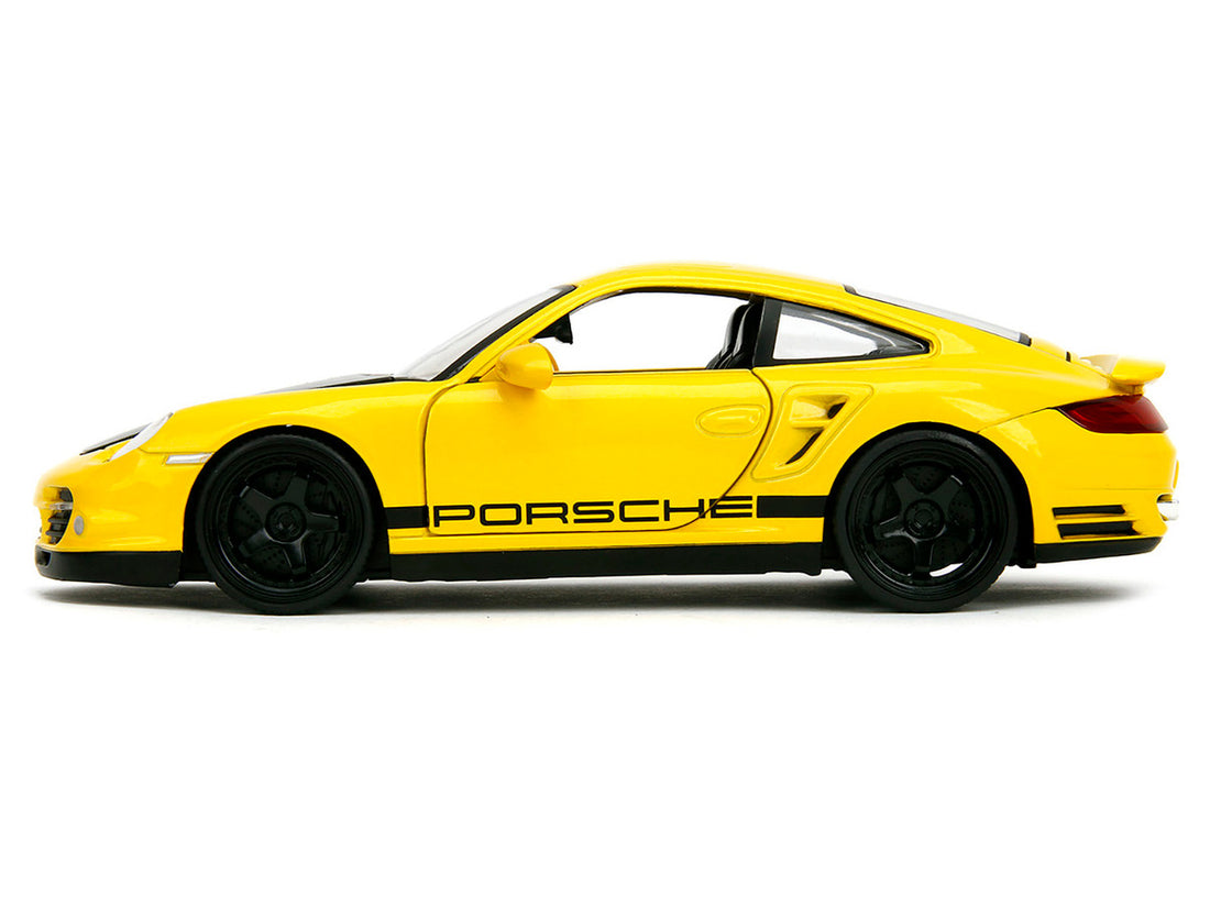 Porsche 911 Turbo (997) Yellow with Carbon Hood "Hyper-Spec" Series 1/24 Diecast Model Car by Jada-2