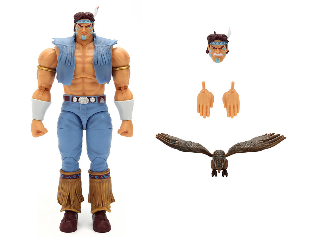 T. Hawk Street Fighter action figure with alternate head hands and eagle accessory