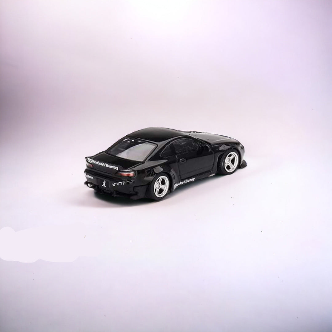 Nissan Silvia (S15) Rocket Bunny Black Pearl #602 1:64 by MGT0602 Rear Angled View