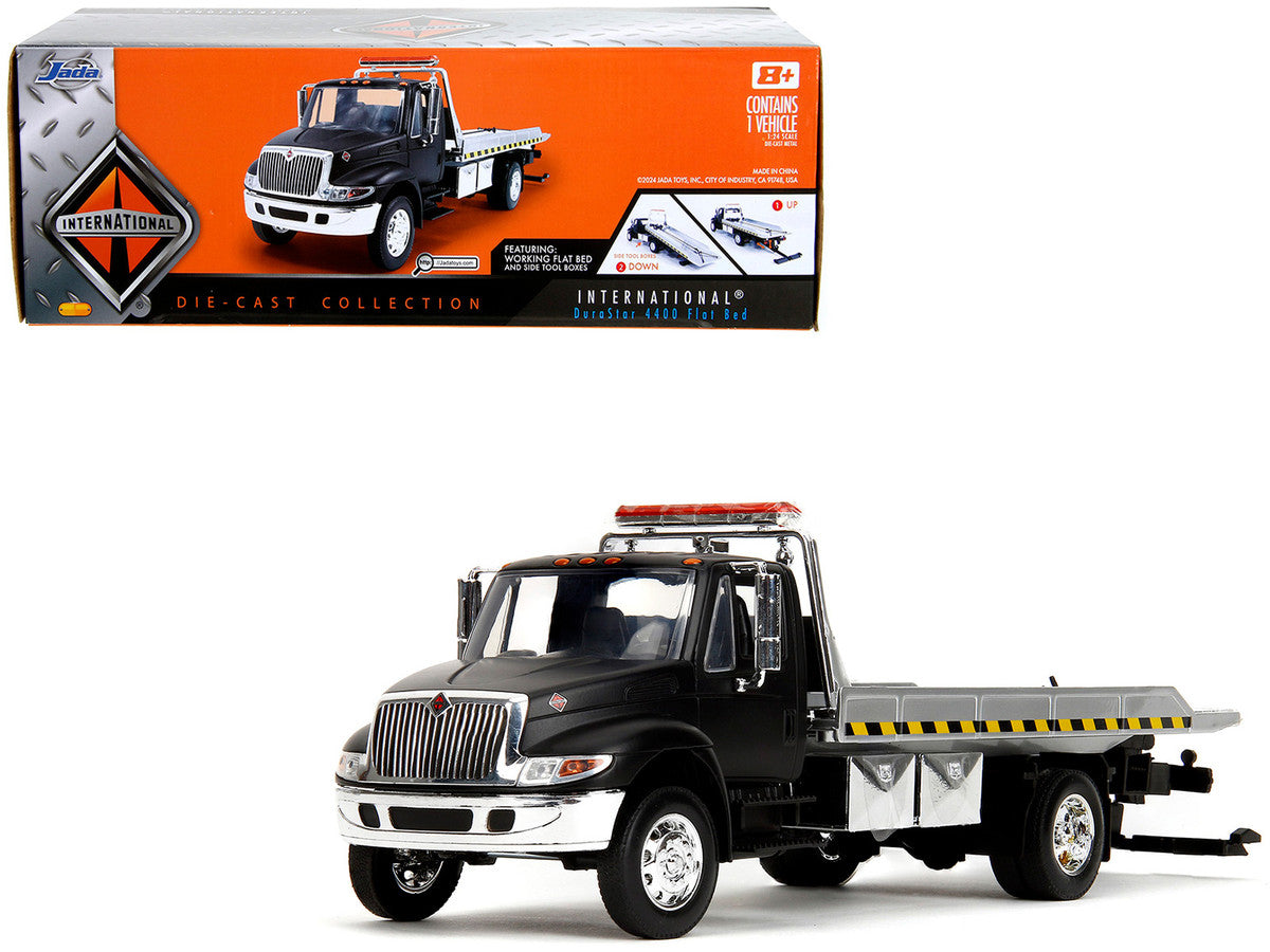 International DuraStar 4400 Flatbed Tow Truck Matt Black 1/24 Diecast Model Car by Jada-4