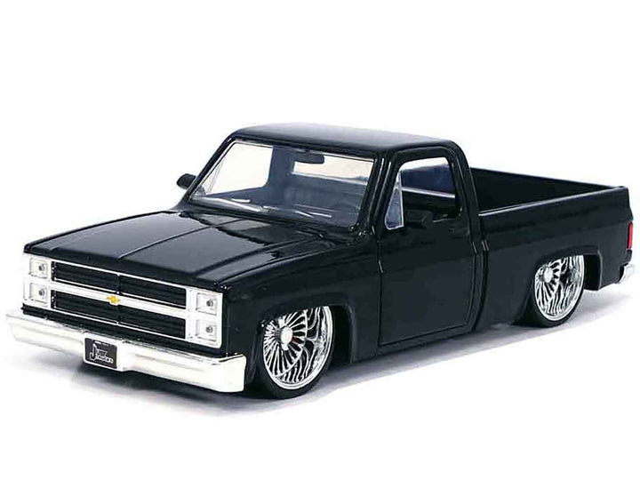 1985 Chevrolet C-10 Pickup Truck Black with Wire Wheels "Just Trucks" Series 1/24 Diecast Model Car by Jada-0