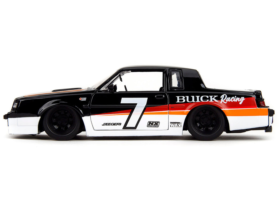 1987 Buick Grand National #7 "Buick Racing" Black and White with Stripes "Bigtime Muscle" Series 1/24 Diecast Model Car by Jada-4