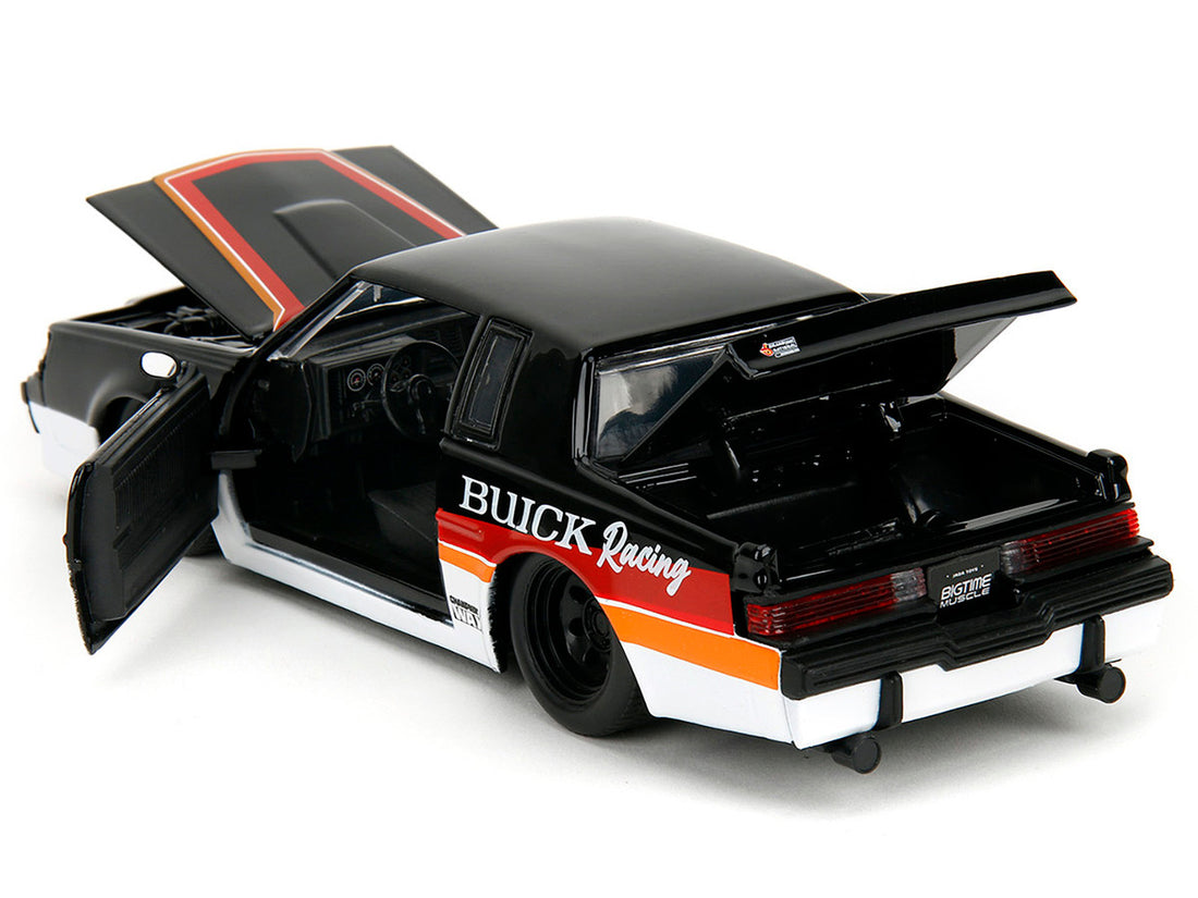 1987 Buick Grand National #7 "Buick Racing" Black and White with Stripes "Bigtime Muscle" Series 1/24 Diecast Model Car by Jada-1