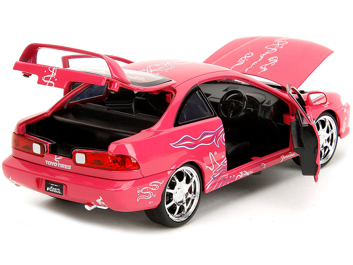 1995 Honda Integra Type R Pink with Graphics "Fast & Furious Remix" Series 1/24 Diecast Model Car by Jada-1