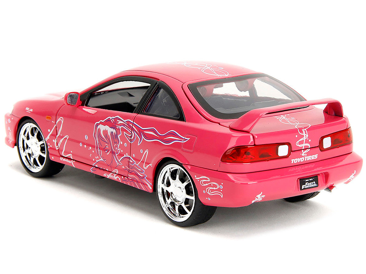 1995 Honda Integra Type R Pink with Graphics "Fast & Furious Remix" Series 1/24 Diecast Model Car by Jada-0