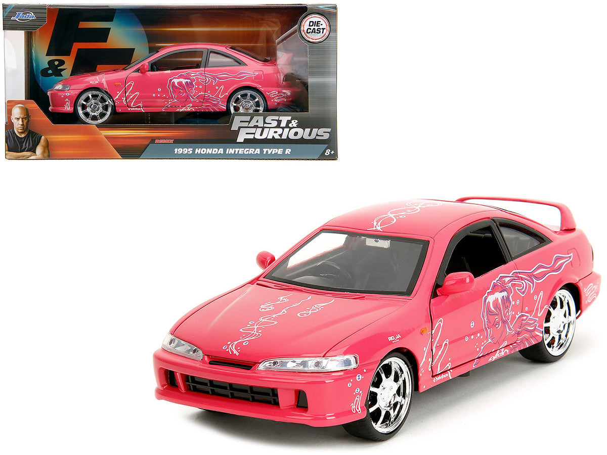 1995 Honda Integra Type R Pink with Graphics "Fast & Furious Remix" Series 1/24 Diecast Model Car by Jada-4