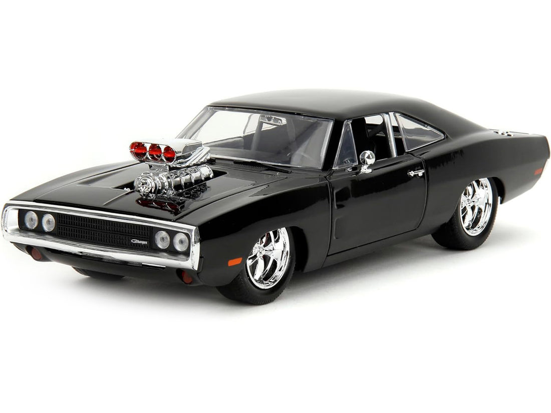 Dodge Charger R/T Black with Dom Diecast Figure "Fast & Furious" (2009) Movie "Hollywood Rides" Series 1/24 Diecast Model Car by Jada-2