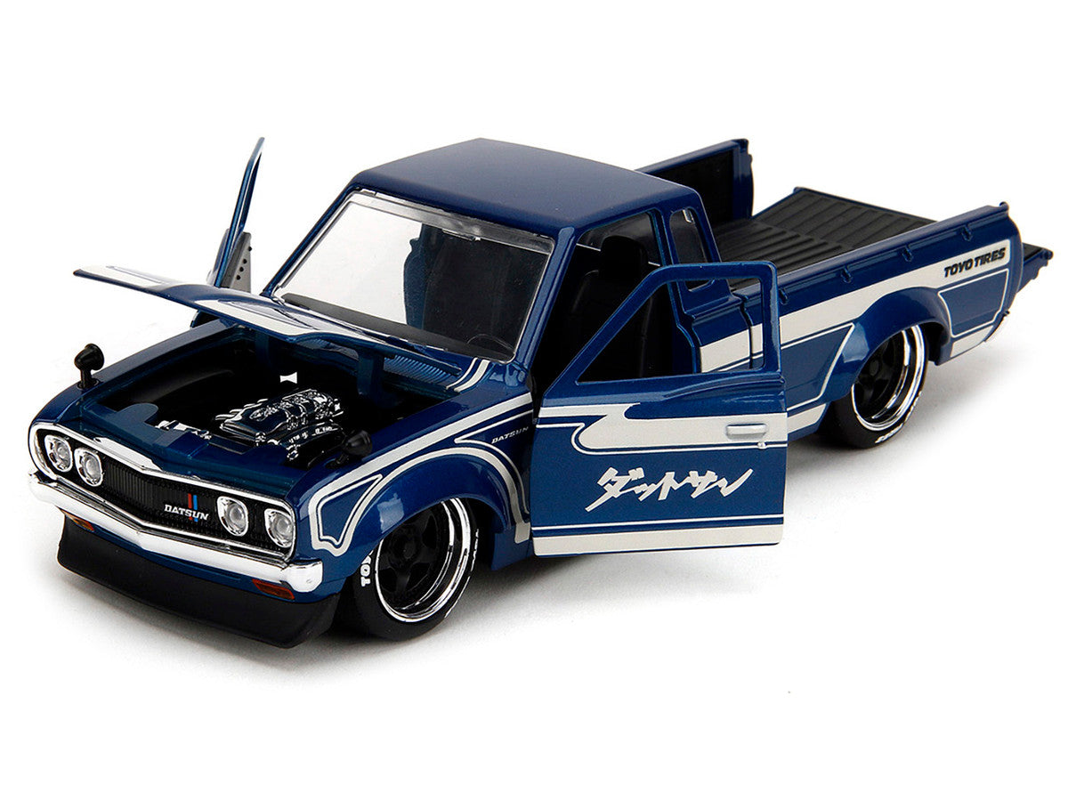 1972 Datsun 620 Pickup Truck Blue Metallic and Cream "JDM Tuners" Series 1/24 Diecast Model Car by Jada-2
