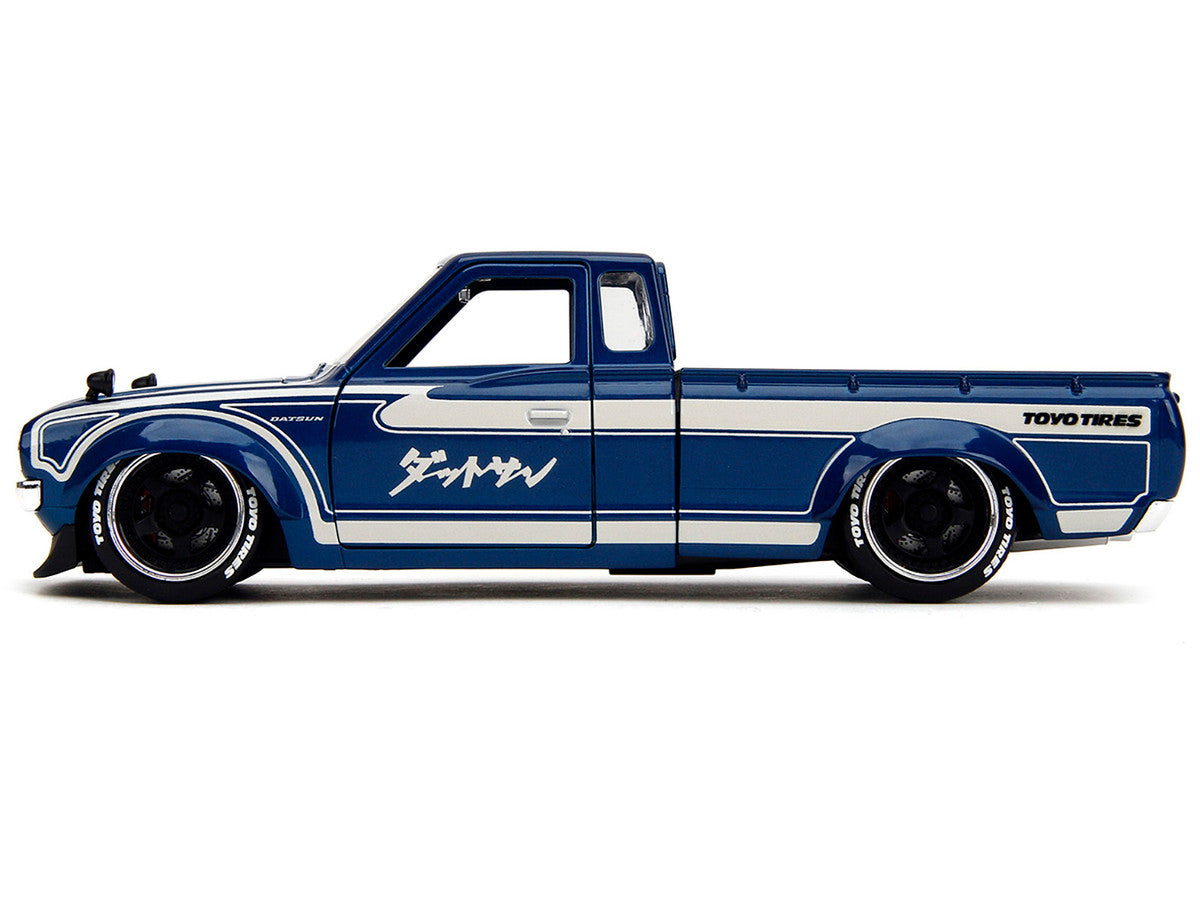 1972 Datsun 620 Pickup Truck Blue Metallic and Cream "JDM Tuners" Series 1/24 Diecast Model Car by Jada-1