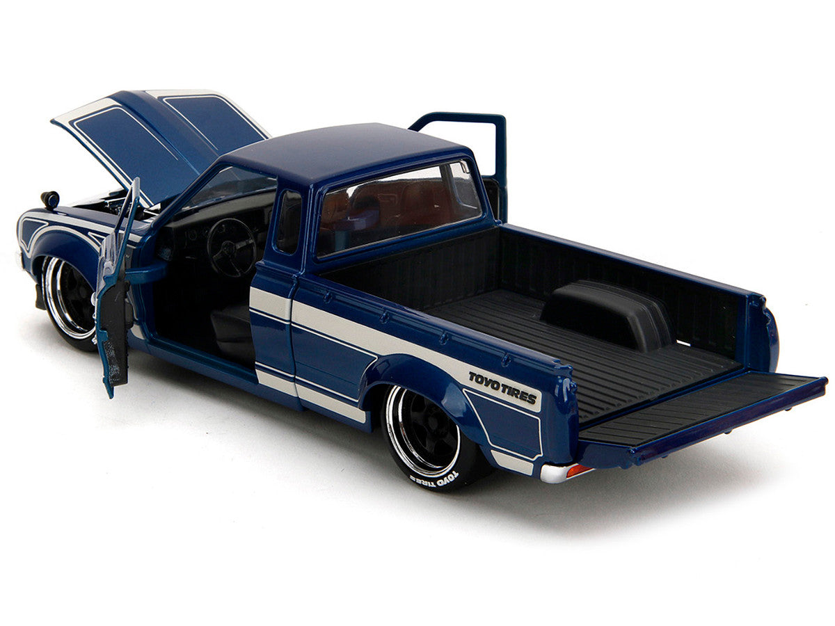 1972 Datsun 620 Pickup Truck Blue Metallic and Cream "JDM Tuners" Series 1/24 Diecast Model Car by Jada-3