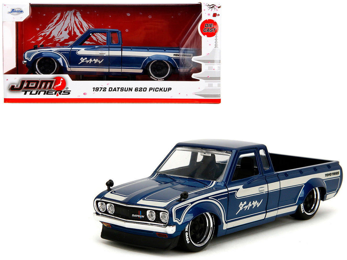1972 Datsun 620 Pickup Truck Blue Metallic and Cream "JDM Tuners" Series 1/24 Diecast Model Car by Jada-4