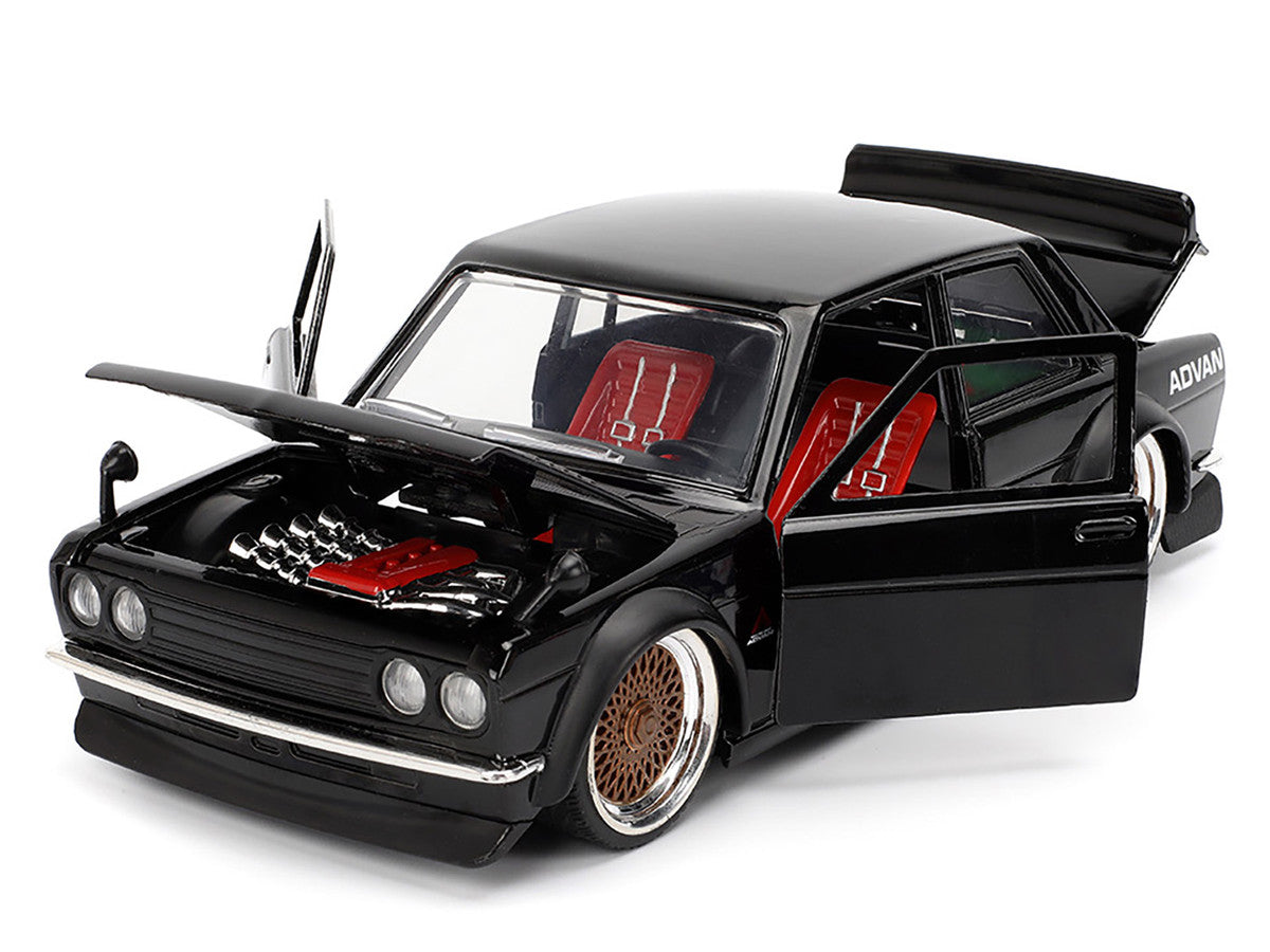 1973 Datsun 510 Black with Gold Wheels "JDM Tuners" Series 1/24 Diecast Model Car by Jada-0