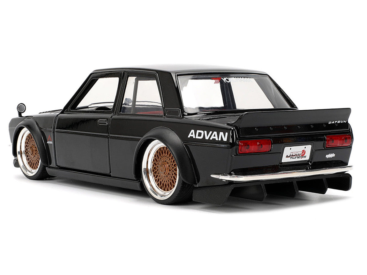 1973 Datsun 510 Black with Gold Wheels "JDM Tuners" Series 1/24 Diecast Model Car by Jada-2