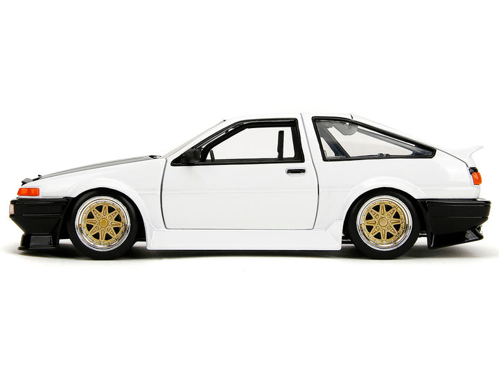 1986 Toyota Trueno (AE86) RHD (Right Hand Drive) White with Black Hood "JDM Tuners" Series 1/24 Diecast Model Car by Jada-0