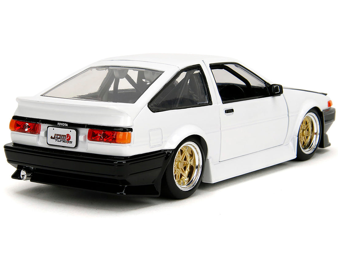 1986 Toyota Trueno (AE86) RHD (Right Hand Drive) White with Black Hood "JDM Tuners" Series 1/24 Diecast Model Car by Jada-3