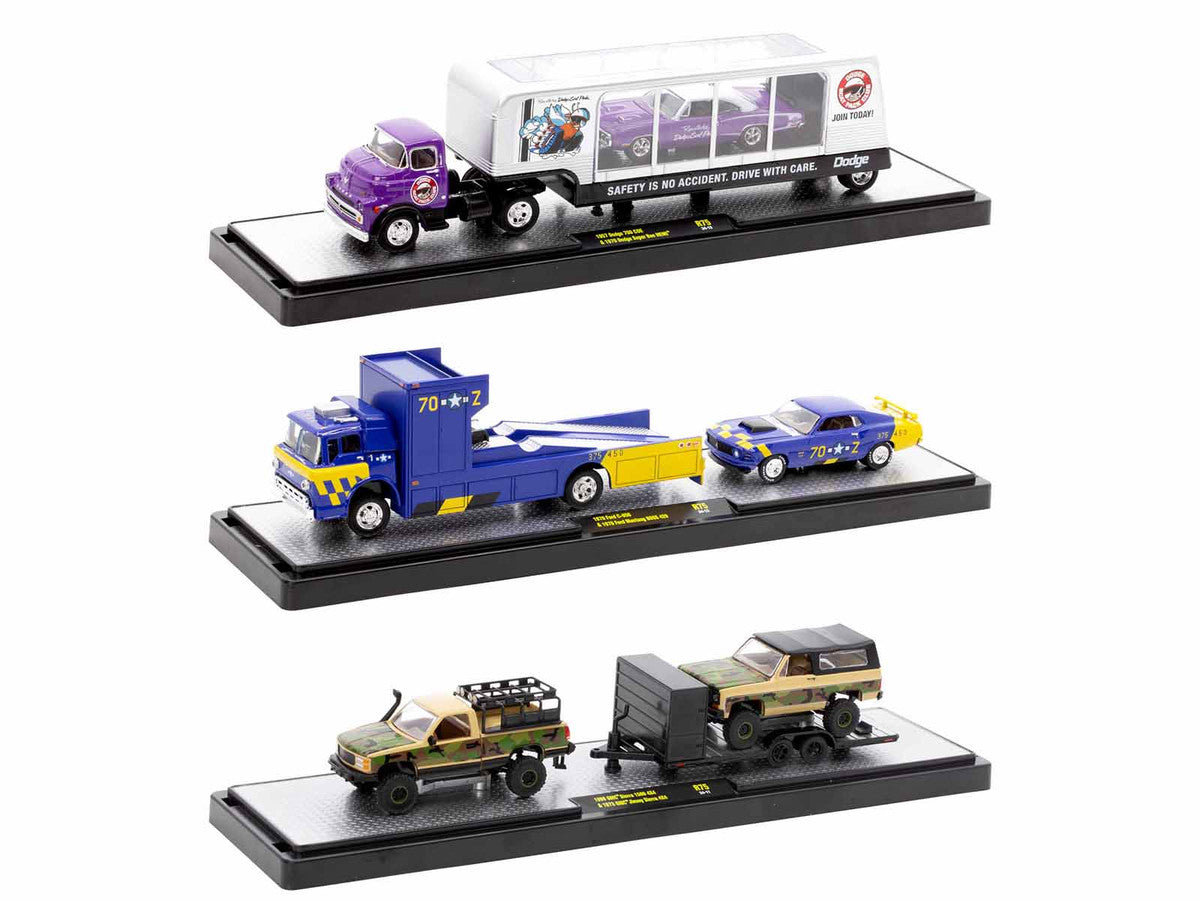 Auto Haulers Set of 3 Trucks Release 75 Limited Edition to 8000 pieces Worldwide 1/64 Diecast Models by M2 Machines-1