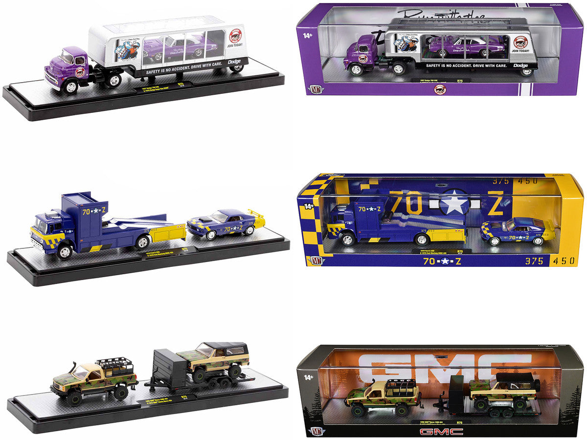 Auto Haulers Set of 3 Trucks Release 75 Limited Edition to 8000 pieces Worldwide 1/64 Diecast Models by M2 Machines-0