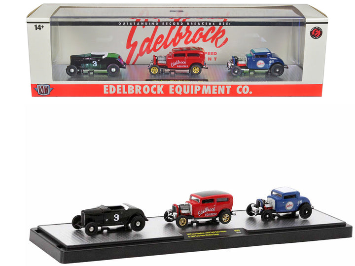 "Edelbrock Equipment Co." Set of 3 Pieces Limited Edition to 2750 pieces Worldwide 1/64 Diecast Models by M2 Machines-0