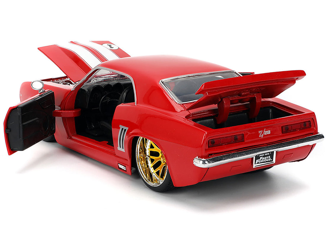 1969 Chevrolet Camaro #1 Red with White Stripes "Fast & Furious" Series 1/24 Diecast Model Car by Jada-0