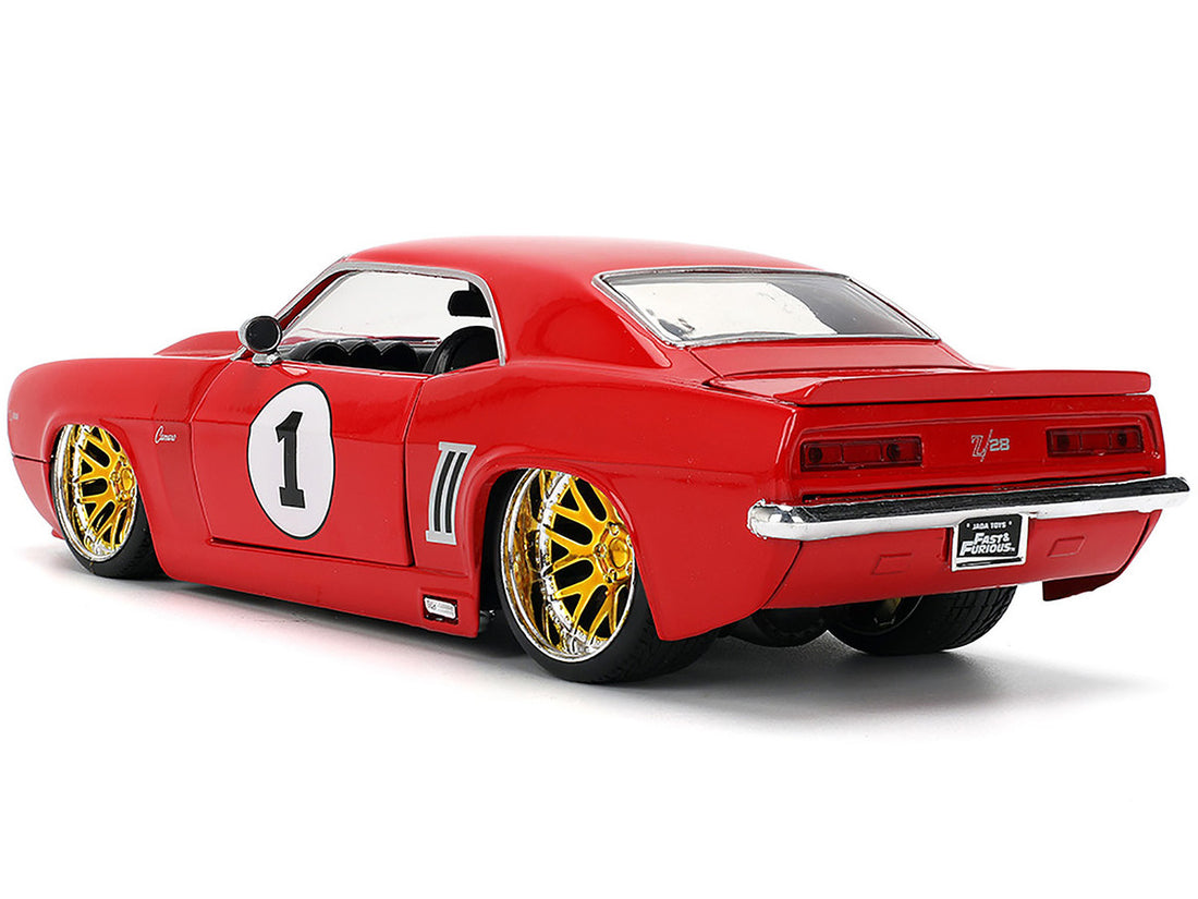 1969 Chevrolet Camaro #1 Red with White Stripes "Fast & Furious" Series 1/24 Diecast Model Car by Jada-2