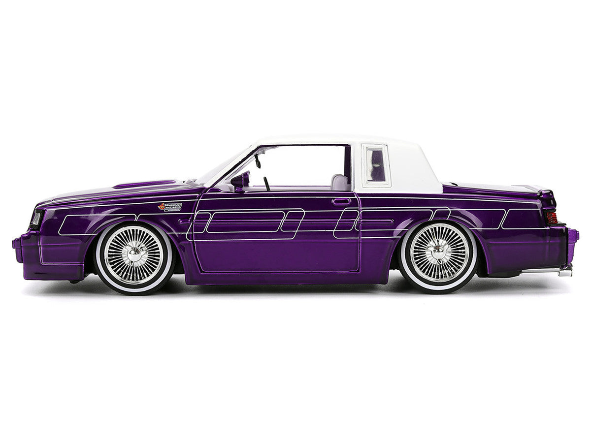 1987 Buick Grand National Candy Purple with Graphics and White Top and Interior "Bigtime Muscle" Series 1/24 Diecast Model Car by Jada-2