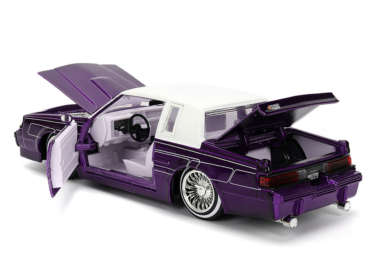 1987 Buick Grand National Candy Purple with Graphics and White Top and Interior "Bigtime Muscle" Series 1/24 Diecast Model Car by Jada-3