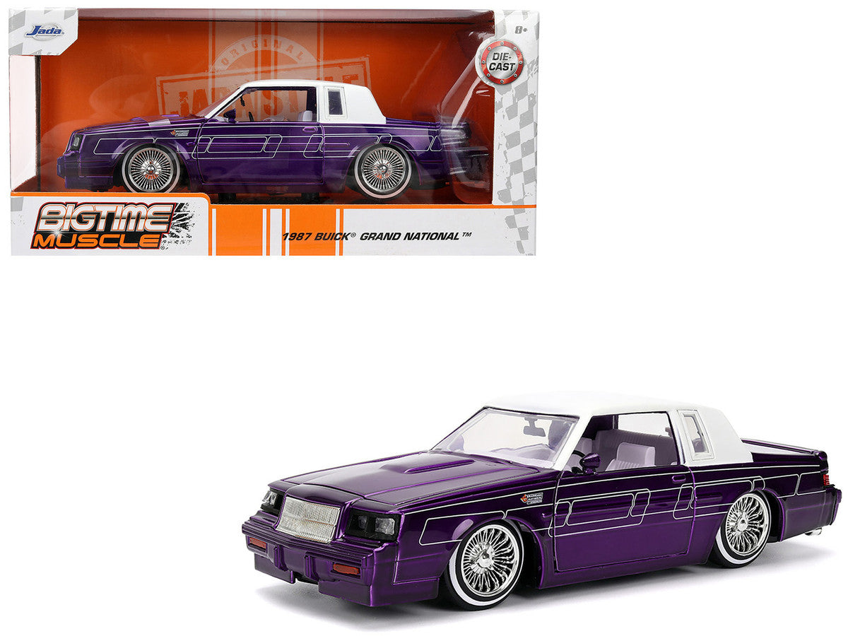 1987 Buick Grand National Candy Purple with Graphics and White Top and Interior "Bigtime Muscle" Series 1/24 Diecast Model Car by Jada-0