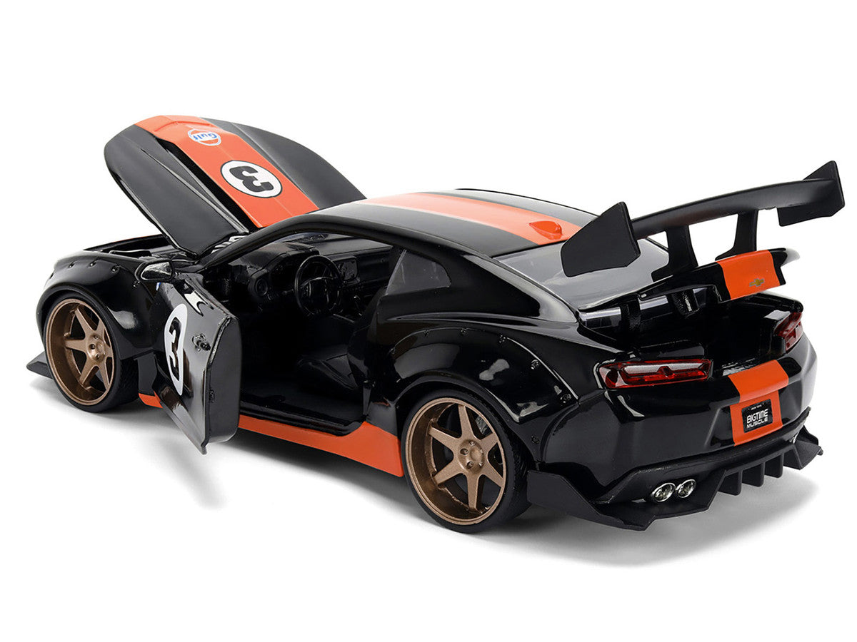 2016 Chevrolet Camaro #3 "Gulf Oil" Black with Orange Stripe "Wide Body" Series 1/24 Diecast Model Car by Jada-3