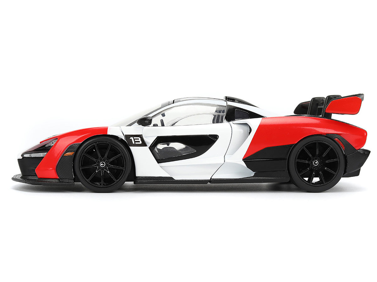 McLaren Senna Red and White with Carbon Hood and Top "HyperSpec" Series 1/24 Diecast Model Car by Jada-2