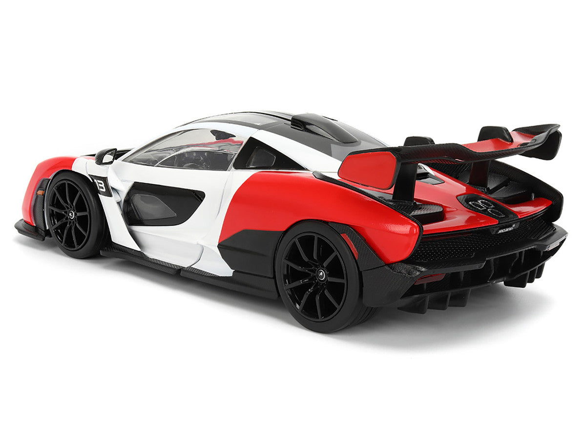 McLaren Senna Red and White with Carbon Hood and Top "HyperSpec" Series 1/24 Diecast Model Car by Jada-3