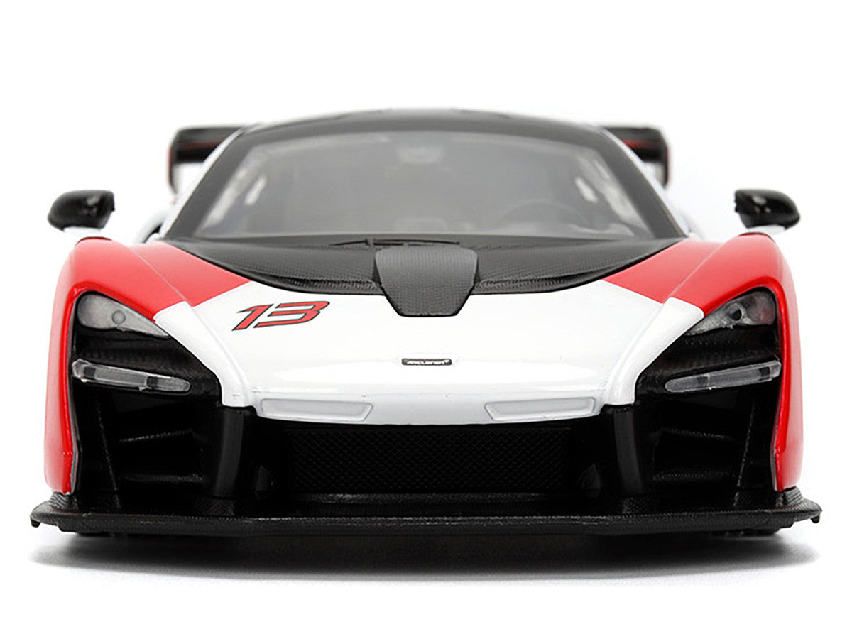 McLaren Senna Red and White with Carbon Hood and Top "HyperSpec" Series 1/24 Diecast Model Car by Jada-4
