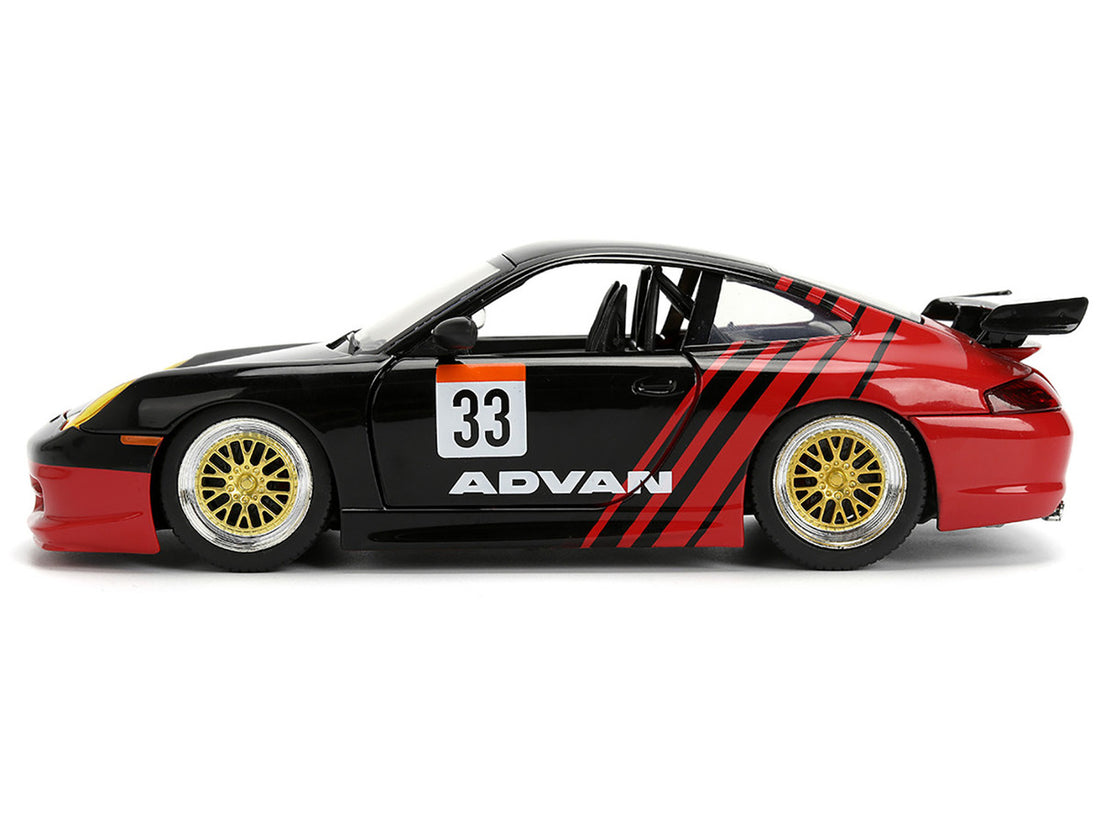 Porsche 911 GT3 RS (996) #33 "ADVAN" Black and Red "Hyper-Spec" Series 1/24 Diecast Model Car by Jada-2