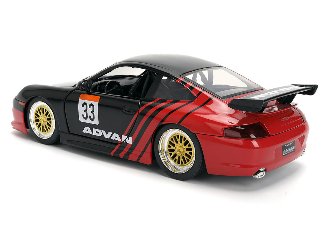 Porsche 911 GT3 RS (996) #33 "ADVAN" Black and Red "Hyper-Spec" Series 1/24 Diecast Model Car by Jada-4