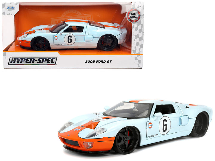 Jada 2005 Ford GT #6 Gulf Oil Hyper-Spec 1:24 diecast model with packaging