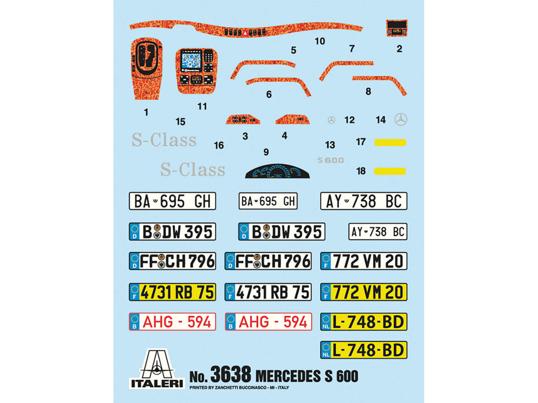 Skill 3 Model Kit Mercedes Benz 600S 1/24 Scale Model by Italeri-3