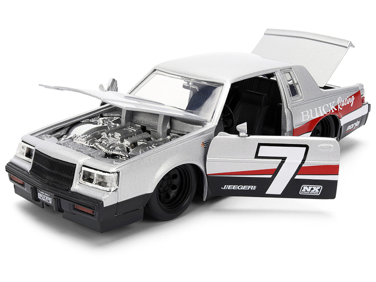 Buick 1987 Grand National #7 "Buick Racing" Matt Silver Metallic with Red and Black Stripes "Bigtime Muscle" Series 1/24 Diecast Model by Jada