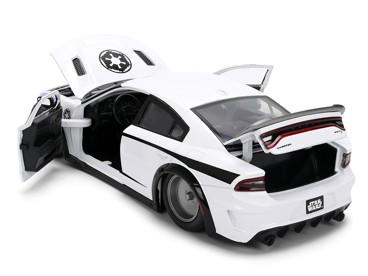 Dodge Charger 2021 SRT Hellcat White with Graphics and Stormtrooper Figure "Star Wars" Franchise "Hollywood Rides" Series 1/24 Diecast Model Car by Jada 5